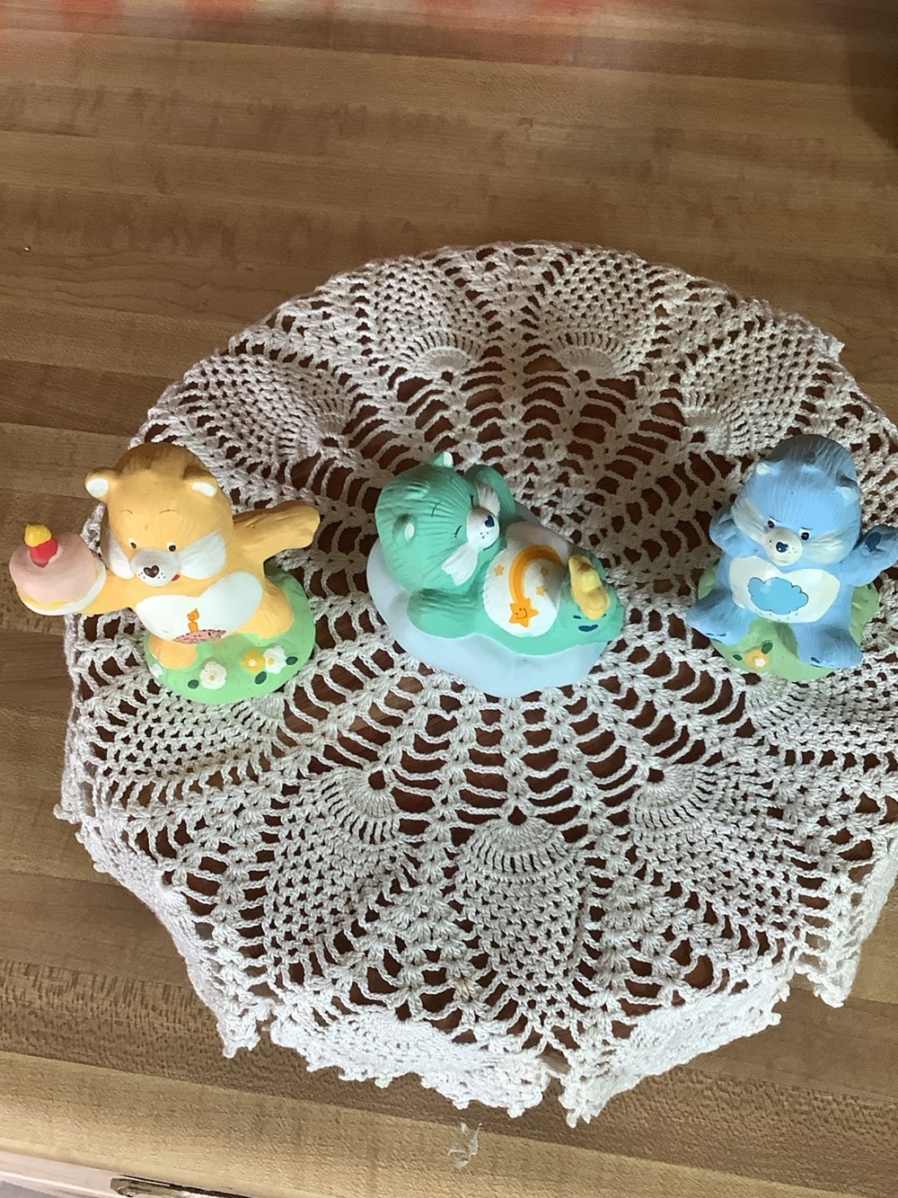 Care Bears set of 3: Birthday Bear, Grumpy Bear, Wish Bear.